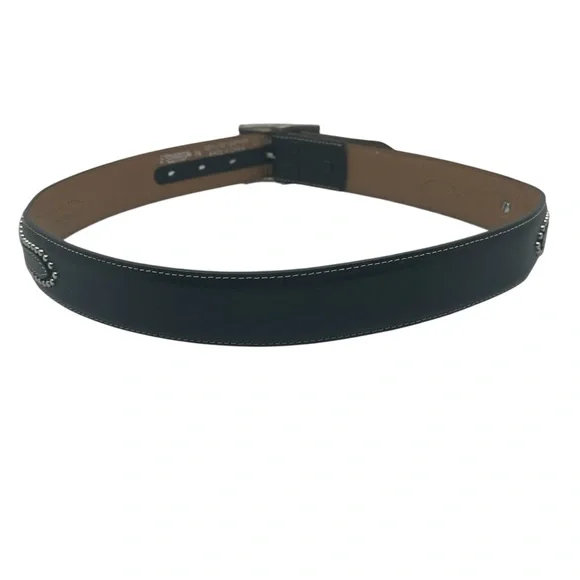 Nocona Men's 34 Belt Black Leather Western Cowboy Texas Star Studded N2479201 - Picture 5 of 8